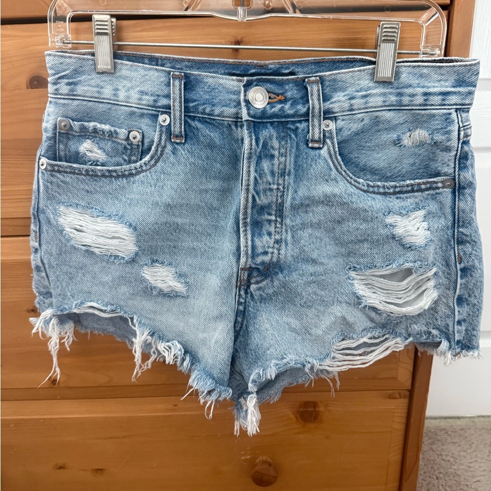 Aeropostale Light Blue Distressed Jean Shorts